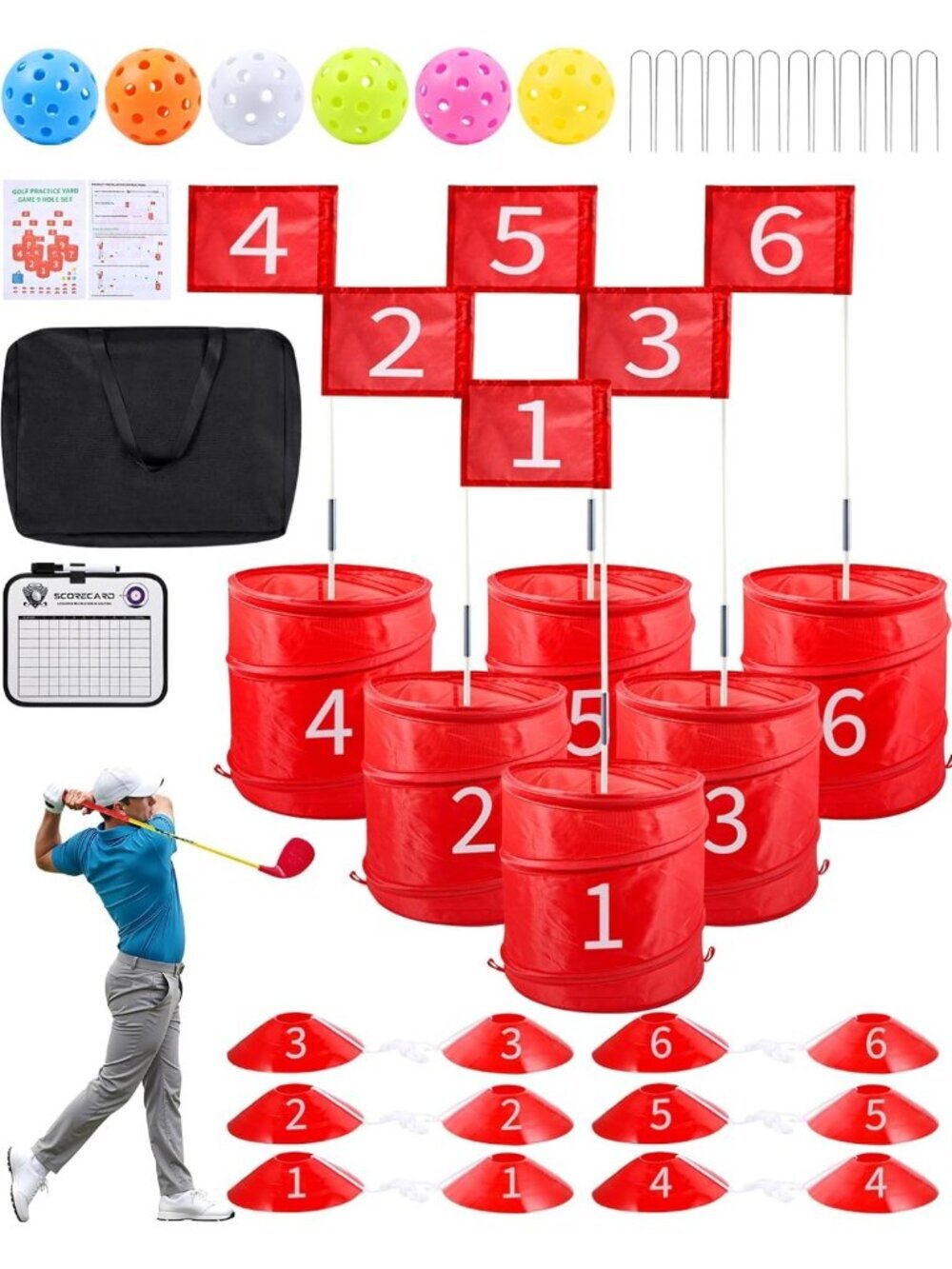Portable 6-Hole Backyard Golf Game for Indoor & Outdoor Fun - Perfect Gift for